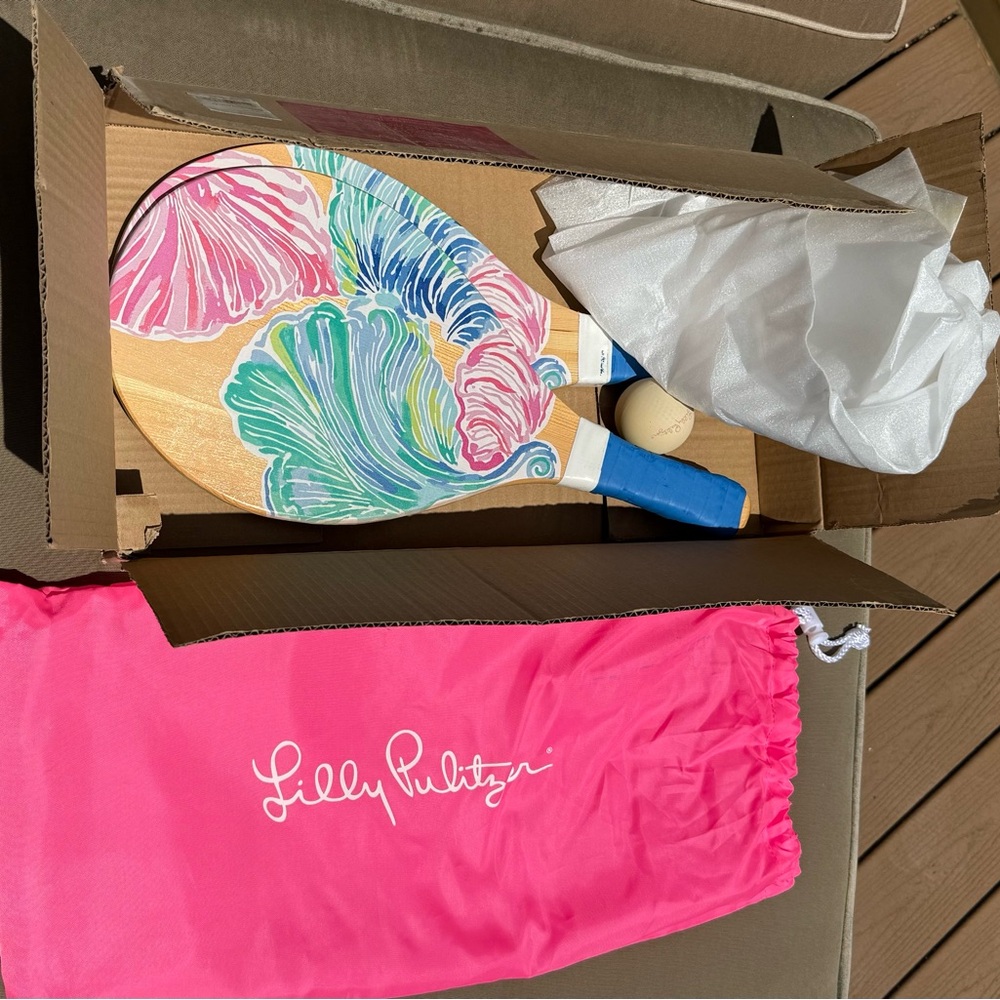 Lilly Pulitzer Paddle Ball Set with Pink Bag